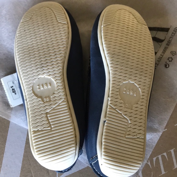 𝗡𝗪𝗧 𝗭𝗮𝗿𝗮 • Blue Leather Penny Loafers - Picture 9 of 14